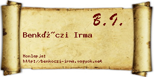 Benkóczi Irma névjegykártya
